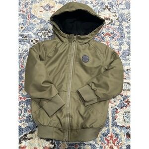 First Wave‎ Hooded Bomber Jacket Boys 4/5 Olive Green Full Zip